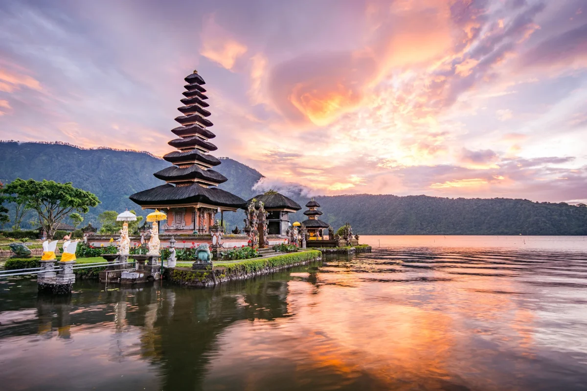 Bali Temple in stunning sunset
