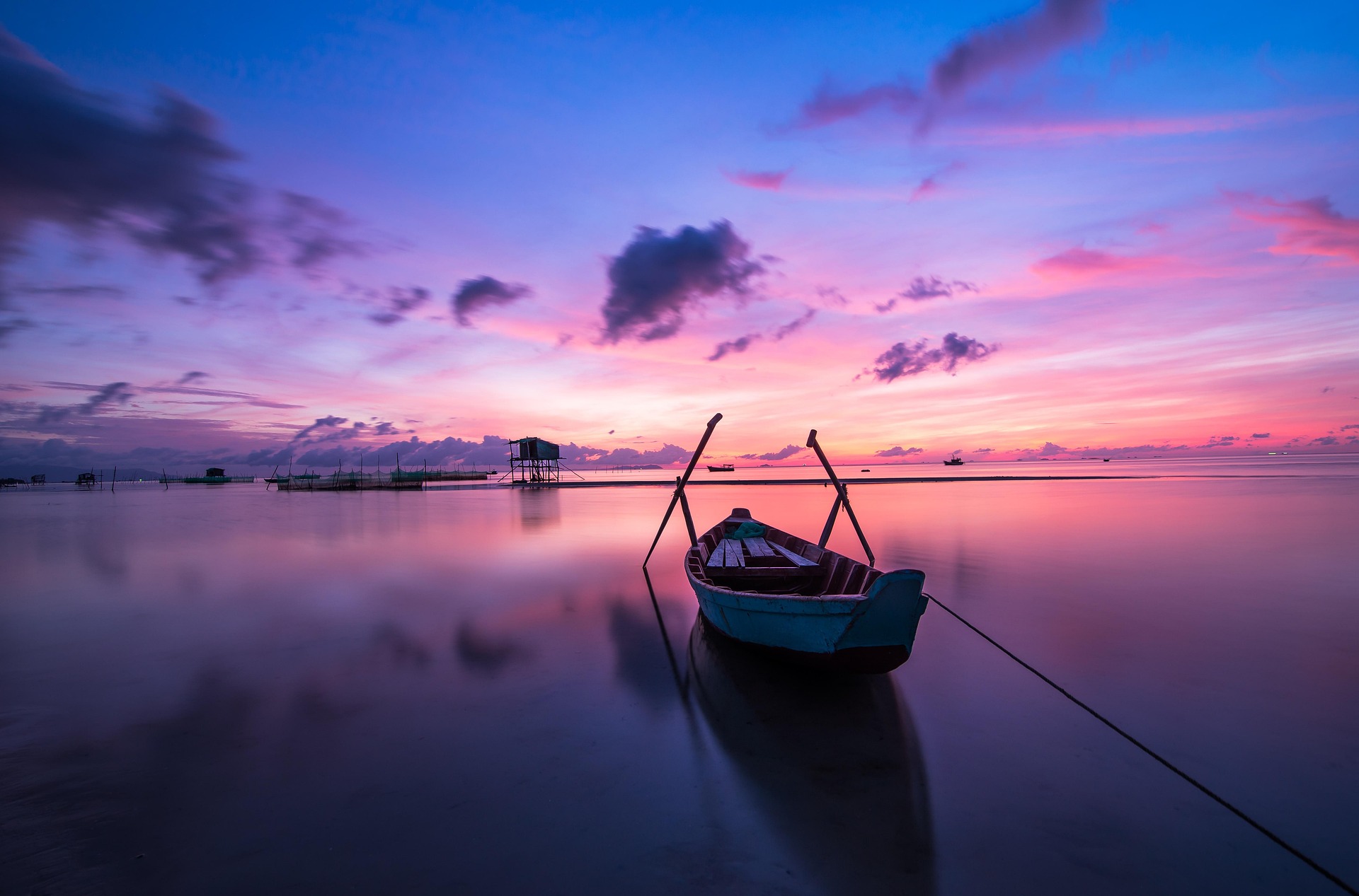 Vietnam boat at sunrise