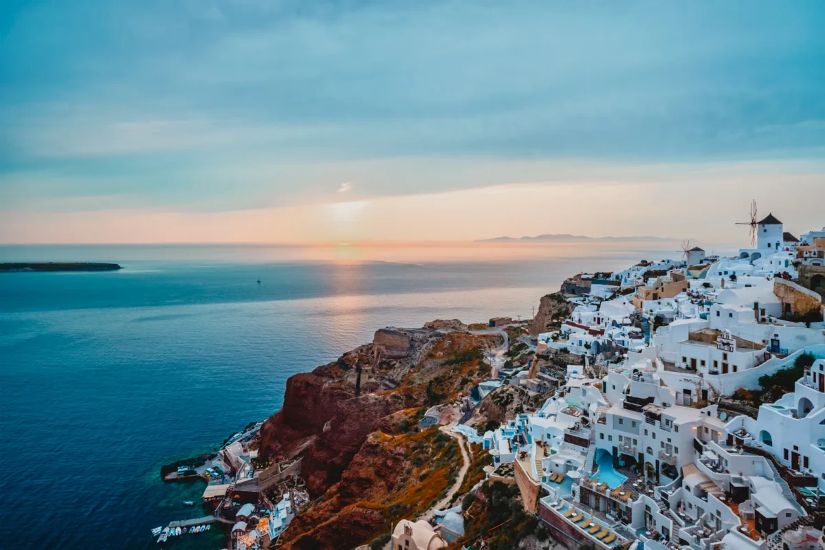 Beautiful sunset view over Greece