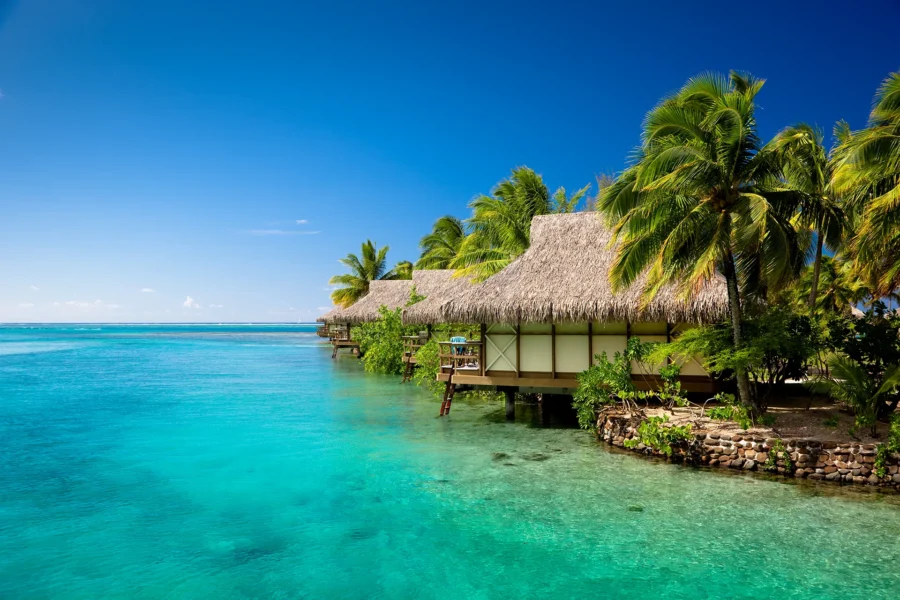 Luxury hut on Pacific Islands shoreline