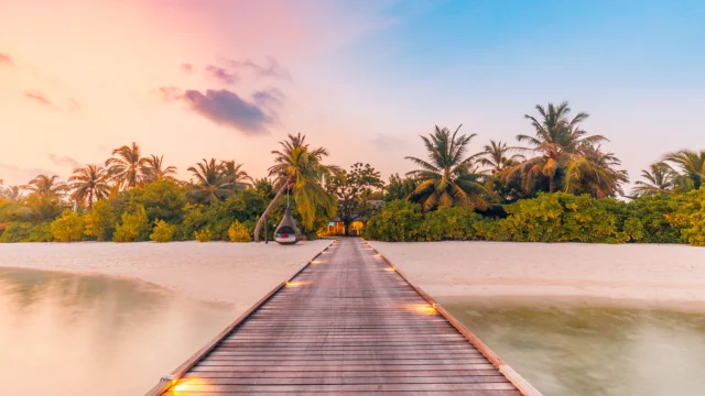 Stunning Maldives beach at sunset